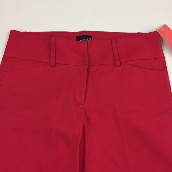 NWT BEBE SYDNEY Dark Pink Slit Hem Cropped/Ankle Dress Pants - Picture 6 of 11